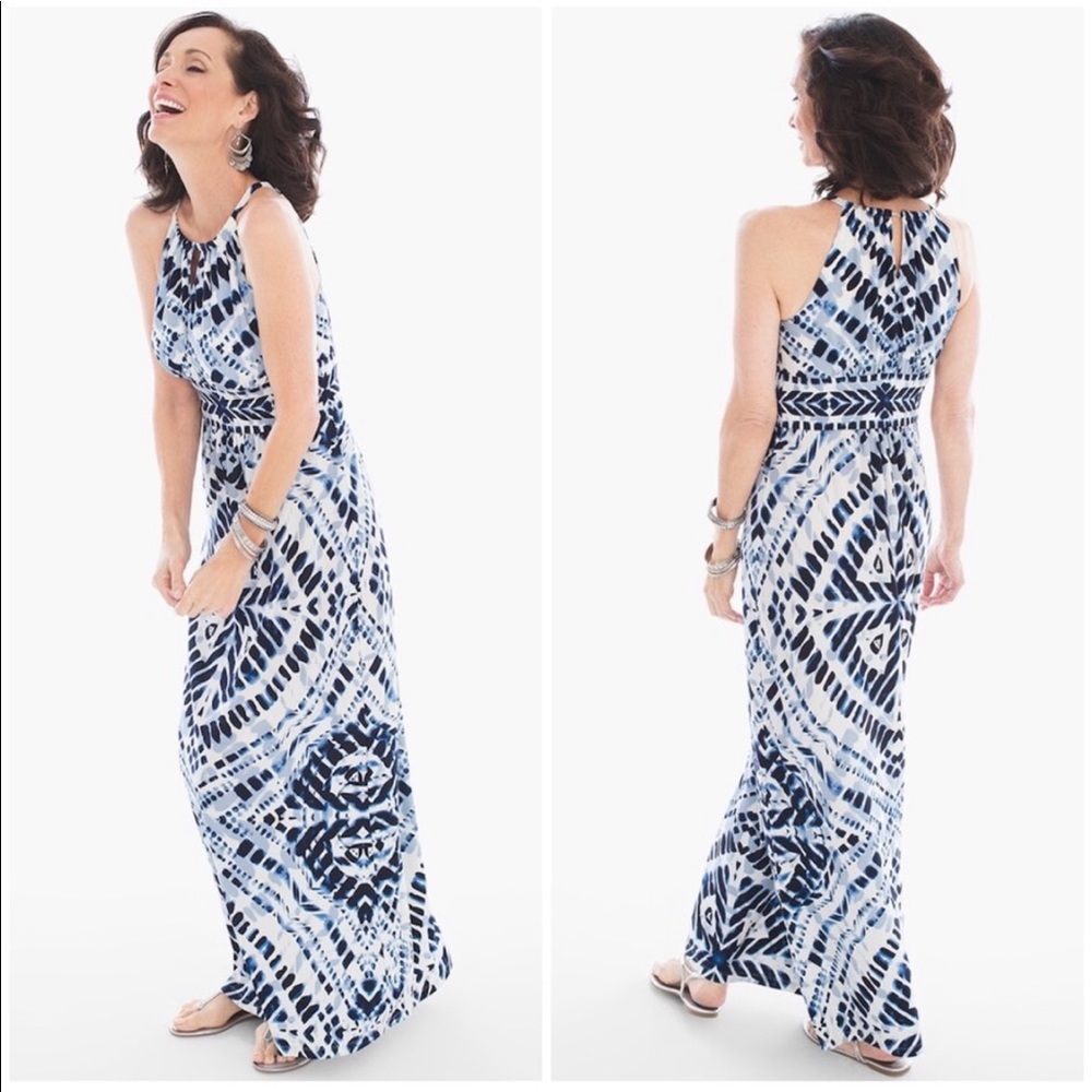 Chico’s Blue Diamond Maxi Print Dress